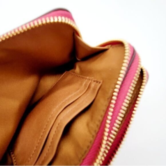 Coach Leather Wristlet Pink Double Corner Zip